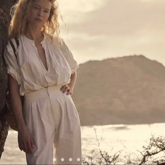 ๐DOEN๐ Louvre Pant ~ High Waisted Pleated Ankle Pants Salt White 10 NWT - Picture 6 of 16